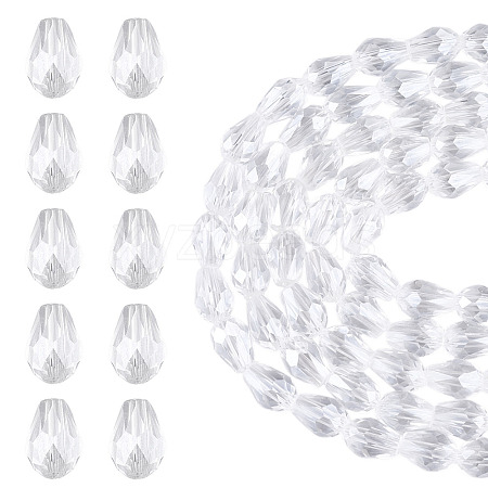 5 Strands Transparent Teardrop Glass Beads Strands GLAA-TA0004-21B-1