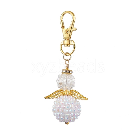 Angel Glass Seed Bead Pendant Decorations HJEW-MZ00088-01-1