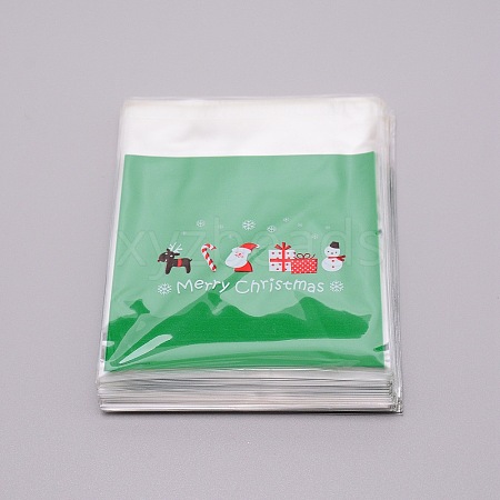 Christmas Theme Rectangle OPP Self-Adhesive Cookie Bags OPP-SZC0001-02C-1