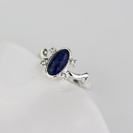 Alloy with Natural Lapis Lazuli Finger Rings FS-WGF3EDB-03-1