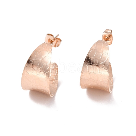 Ion Plating(IP) 304 Stainless Steel Chunky C-shape Stud Earrings EJEW-P198-07RG-1