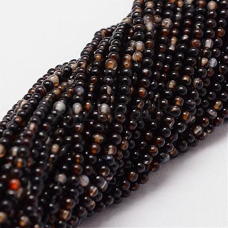 Natural Black Agate Beads Strands G-N0184-02-2mm-1