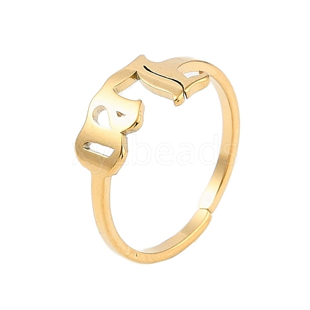 Ion Plating(IP) 304 Stainless Steel Constellation Open Cuff Ring for Women RJEW-C097-01G-02-1