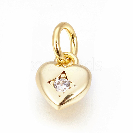 Brass Micro Pave Cubic Zirconia Charms ZIRC-F095-04G-1