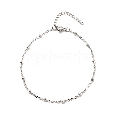 304 Stainless Steel Satellite Chains Anklet for Women AJEW-AN00501-1