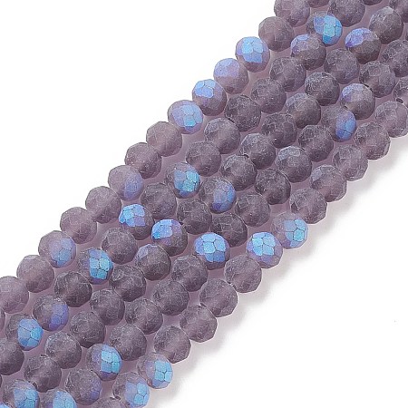 Half AB Color Plated Faceted Rondelle Glass Bead Strands EGLA-L007-F02-4mm-1