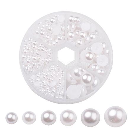 1Box ABS Plastic Imitation Pearl Dome Cabochons SACR-JP0001-09-1