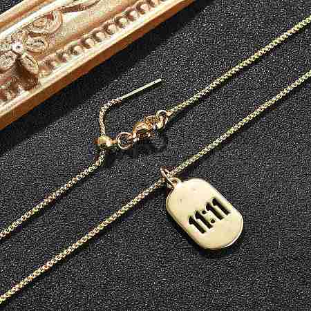 Adjustable Brass Hollow 11:11 Oval Pendant Necklaces NJEW-NH0001-06G-1