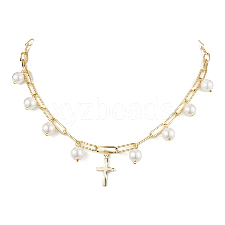 Shell Pearl Necklaces NJEW-JN04875-1