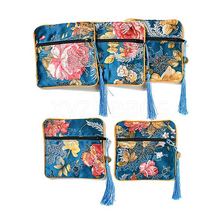 Chinese Style Floral Cloth Jewelry Storage Zipper Pouches AJEW-D063-01E-1