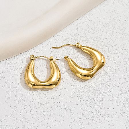 Stainless Steel Thick Hoop Earrings CU4807-1-1