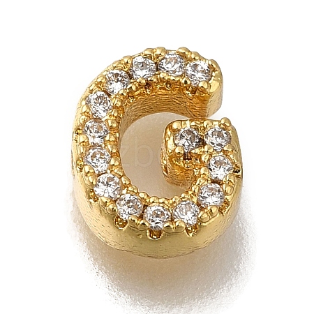 Rack Plating Brass Micro Pave Clear Cubic Zirconia Beads KK-G500-30G-G-1