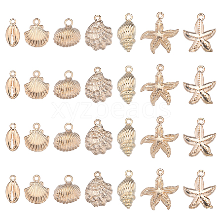 SUNNYCLUE 28Pcs 7 Styles Ocean Series Alloy Pendants FIND-SC0006-23-1