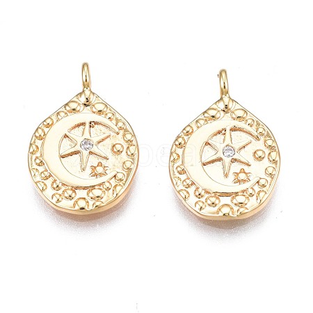 Brass Micro Pave Clear Cubic Zirconia Pendants KK-N232-246-1