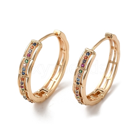 Brass Micro Pave Colorful Cubic Zirconia Hoop Earrings EJEW-M238-52KCG-1