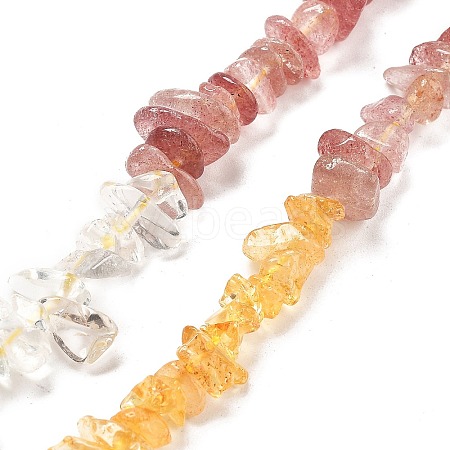 Natural Quartz Crystal & Strawberry Quartz & Citrine Beads Strands G-L610-A24-01-1