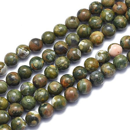 Natural Rhyolite Jasperyc Beads Strands G-K310-C01-8mm-1