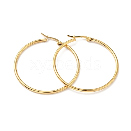 PVD Vacuum Plating 201 Stainless Steel Hoop Earrings with 304 Stainless Steel Pins for Women EJEW-D279-12G-03-1