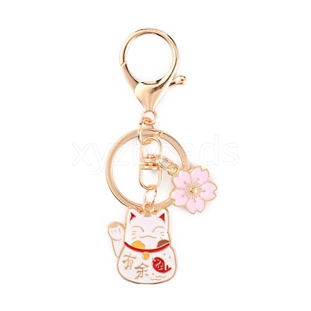 Chinese Style Alloy Enamel Keychains KEYC-WH0027-43B-1