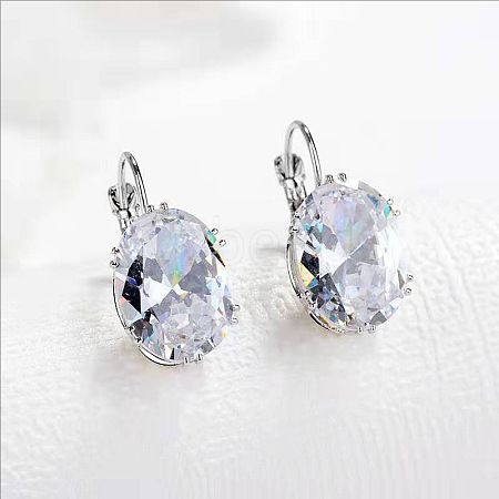 Oval Alloy Rhinestone Leverback Earrings FS-WG5DBAA-04-1