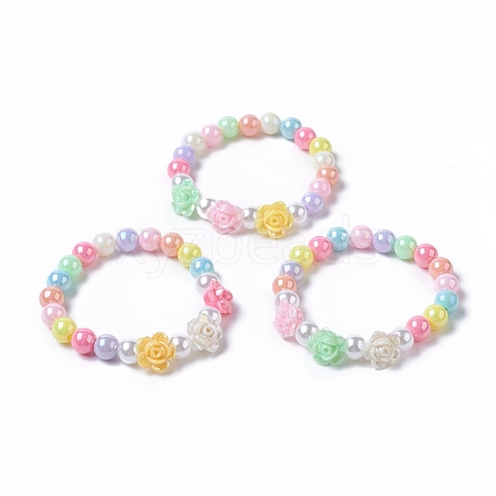 Kids Acrylic Beaded Stretch Bracelets BJEW-JB04837-M-1