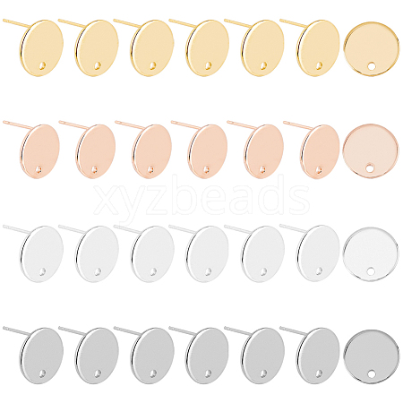 24Pcs 4 Colors 201 Stainless Steel Stud Earring Findings STAS-FH0001-78-1