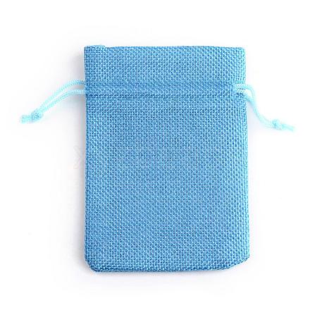 Polyester Imitation Burlap Packing Pouches Drawstring Bags X-ABAG-R005-9x12-20-1