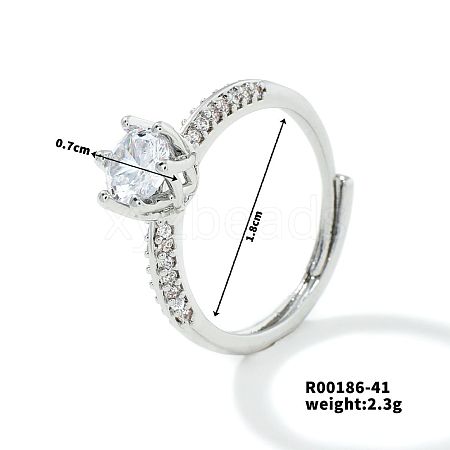 Fashionable Unisex Brass Micro Pave Clear Cubic Zirconia Solitaire Ring VA2990-13-1