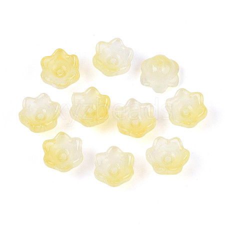 Transparent Two Tone Spray Painted Glass Bead Caps A-GLAA-Q089-002B-009-1