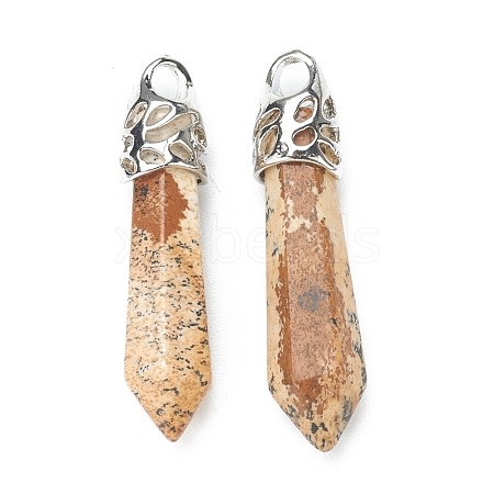 Bullet Natural Picture Jasper Pointed Pendants G-E332-C35-1