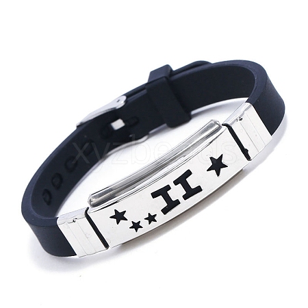 Stainless Steel Constellation Link Bracelet with Silicone Cords PW-WG3762B-08-1