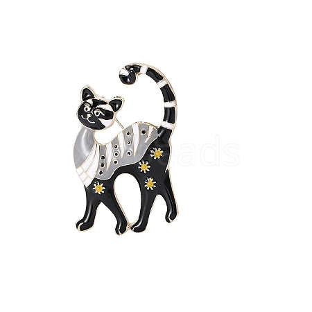 Cartoon Flower Cat Alloy Enamel Brooch PW-WG6822E-02-1