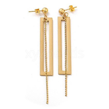 Vacuum Plating Golden 304 Stainless Steel Rectangle Dangle Stud Earrings EJEW-D083-09G-1
