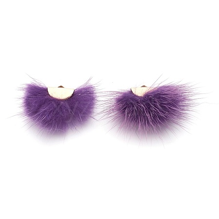 Faux Mink Fur Semi Circle Pendants WOVE-F021-02G-06-1