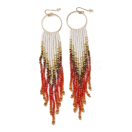 Bohemia Woven Glass Seed Bead Dangle Earrings EJEW-A046-03B-1