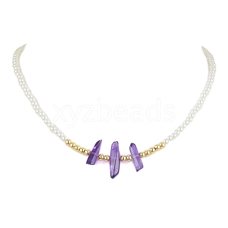 ABS Plastic Imitation Pearl Beaded Necklaces NJEW-JN04859-03-1