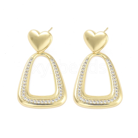 Rack Plating Brass Micro Pave Cubic Zirconia Studs Earrings EJEW-B047-03G-05-1