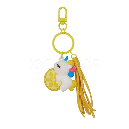 Cartoon PVC Plastic Big Pendants Keychains with Faux Suede Tassel KEYC-JKC00569-01-1