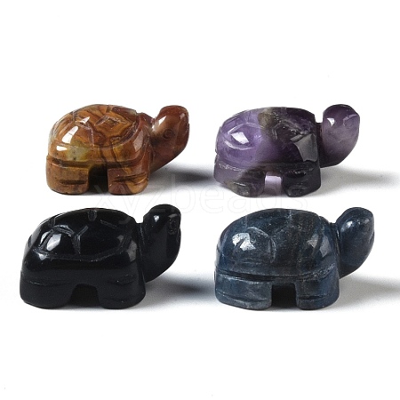 Natural Mixed Gemstone Carved Turtle Figurines DJEW-M015-13-1