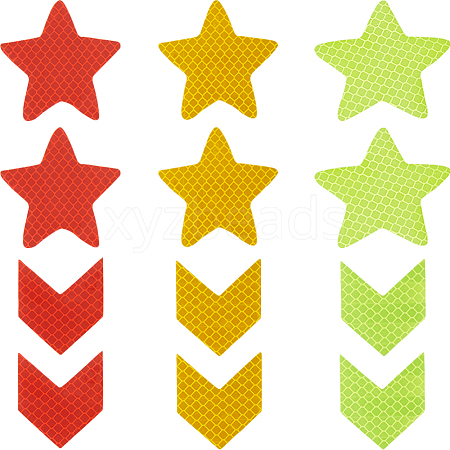 Gorgecraft 30Pcs 6 Styles Star & Arrow Waterproof PET Warning Stickers STIC-GF0001-20-1