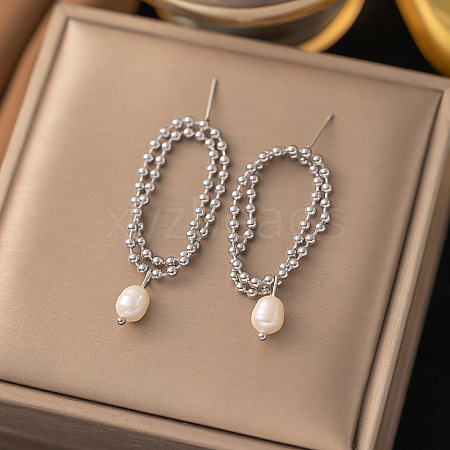 Minimalist Plastic Imitation Pearls Oval Stud Earring ON8995-3-1