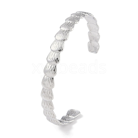304 Stainless Steel Shell Shaped Open Cuff Bangles for Women BJEW-C071-18P-1