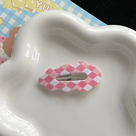 Cloud Shape Sweet Cute Plaid Hair Clip PW-WG20423-01-1