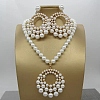 Plastic Imitation Pearl Beaded Stud Earrings & Necklaces Sets for Women FS-WGDB8BB-01-1