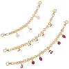 3Pcs 3 Styles Alloy Enamel Flower Cherry Apple Strawberry Charm Alloy Bag Decorative Chains AJEW-CN0006-07-7