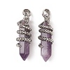 Natural Amethyst Double Terminal Pointed Pendants G-C051-02C-2