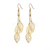 Iron Hollow Leaf Dangle Earrings EJEW-JE05176-1