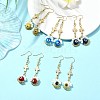 Handmade Seed Evil Eye & Cross Dangle Earrings EJEW-MZ00227-2