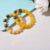 Natural Yellow Jade Round Beaded Stretch Bracelet BJEW-SW00077-01-4