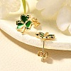 Clover Brass Micro Pave Cubic Zirconia Stud Earring EJEW-C126-01G-4